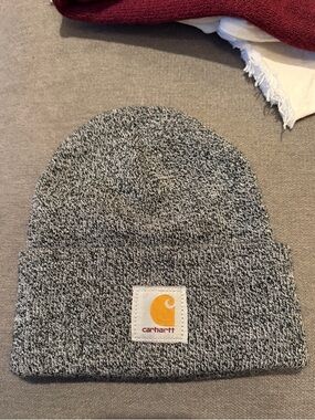 Carhartt Marled Gray Beanie with Gold Logo Patch